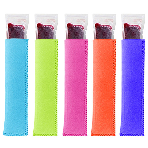 Behogar 5pcs Reusable Popsicle Bag Holder Ice Lolly Freezer Antifreezing Protector Sleeve Ice Cream Pop Tool Random Color ► Photo 1/4