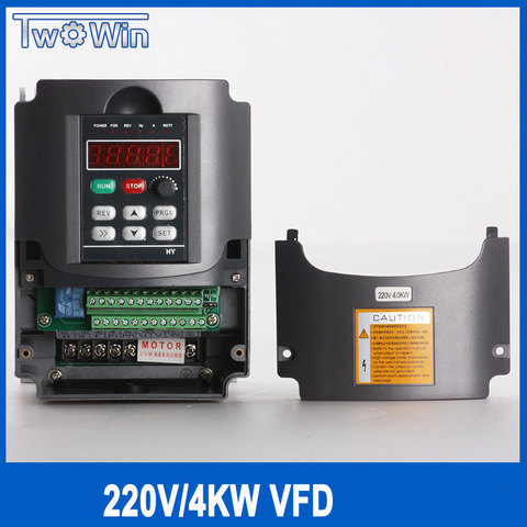 220V 4KW Frequency Inverter, Variable Frequency Converter for AC Spindle Motor 220v 1 Phase Input & 3 Phase AC Drives ► Photo 1/6