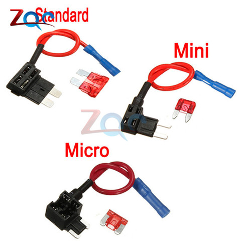 12V Fuse Holder Add A Circuit TAP Adapter Micro Mini Standard ATM APM Blade Auto Fuse with 10A Blade Car Fuse Holder Clip ► Photo 1/6