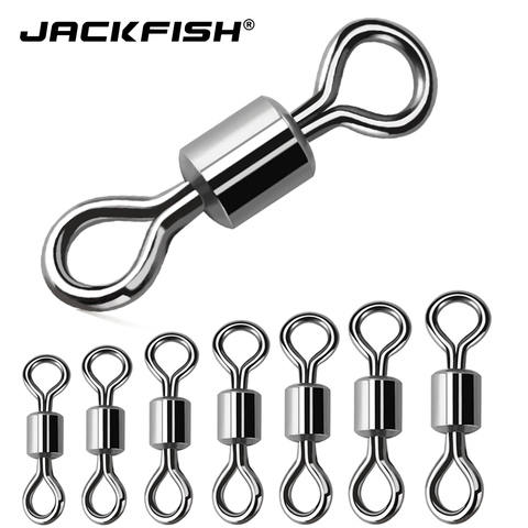 JACKFISH Stainless Steel Fishing Connector 8-word ring connector Rolling Swivel Solid Ring 50Pcs/lot Fishing Hook Tools ► Photo 1/5