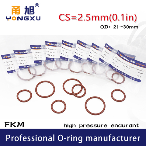 5PCS/lot Brown FKM Fluorine Rubber O-rings Seals CS2.5mm OD21/22/23/24/25/27/28/29/30*2.5mm O Ring Seal Gasket Oil Rings Washer ► Photo 1/6