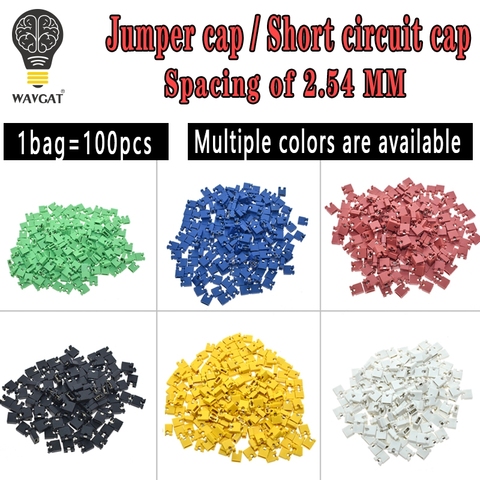 100PCS Pitch jumper shorted cap & Headers & Wire Housings 2.54MM SHUNT Black  yellow  white green red blue ► Photo 1/6