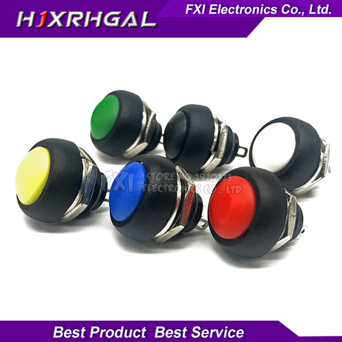 5PCS 12mm Waterproof Momentary push button for switch Black/Red/Green/Yellow/Blue/white PBS-33B IGmopnrq ► Photo 1/6