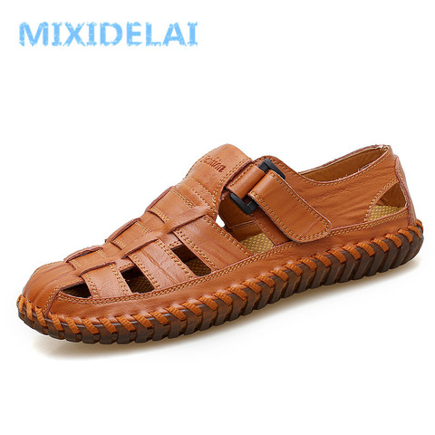 MIXIDELAI Summer Men Sandals 2022 Leisure Beach Men Shoes High Quality Genuine Leather Sandals The Men's Sandals Big size 39-47 ► Photo 1/6