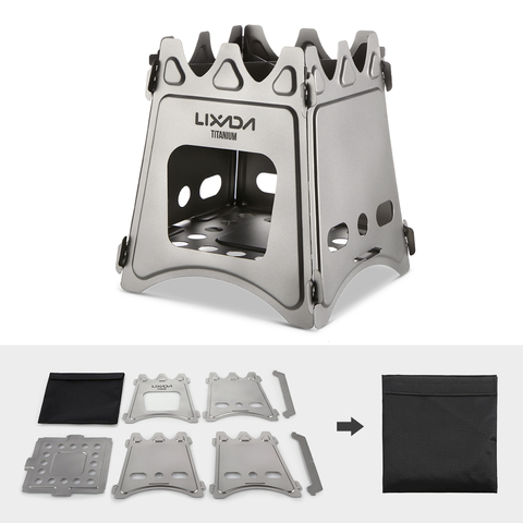 Lixada Compact Folding Titanium Wood Stove Outdoor Camping Stove Cooking Picnic Stove Portable Wood Furnace Burners ► Photo 1/1