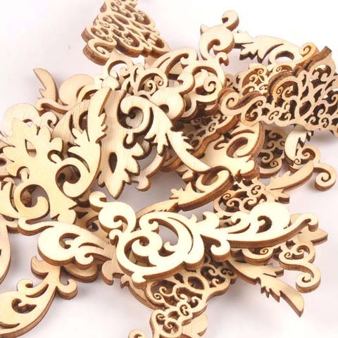 20Pcs 5cm Natural Wood Crafts Scrapbook DIY Book Corner Flower Lace Pattern Wooden Ornaments Handmade Album Corners m1835 ► Photo 1/4
