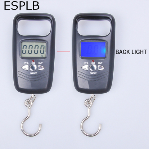 ESPLB 50kg Fishing Hook Luggage Digital Scale Pocket Potable LCD Hanging Electronic Travel Weighing Scales Black/Gold Color ► Photo 1/6