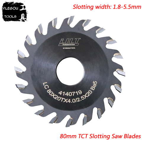 80mm TCT Slotted Saw Blades 80x20mm TCT Grooving Saw Blades 20 Teeth Milling Cutter For Wood, Thickness 1.8 to 5.5mm, Bore: 20mm ► Photo 1/6