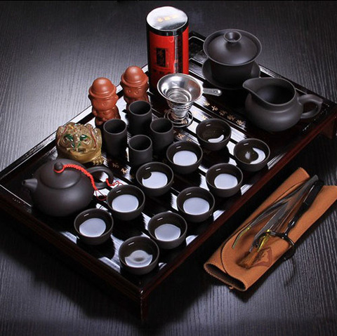 Chinese Teaset Tea Set Yixing Ceramic Kungfu Tea Sets 26pcs Solid Wood Tea Tray Kungfu Tea Set Service ► Photo 1/3