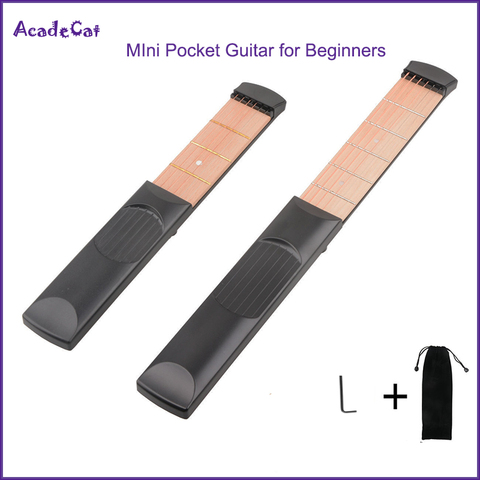 MIni Pocket Guitar 6 String 6 Frets/4 Frets Pocket Acoustic Guitar Practice Tool Guitar Parts Gadget Chord Trainer for Beginner ► Photo 1/5