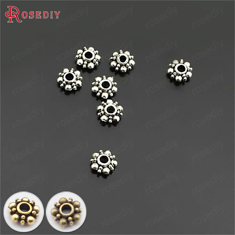 (26978)100PCS 6MM Antique Style Plated Zinc Alloy Snowflake Beads Spacer Beads Diy Handmade Jewelry Findings Accessories ► Photo 1/6