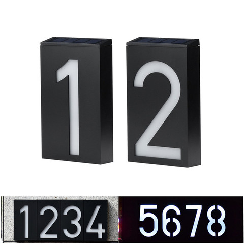 Outdoor Wall Solar LED Light House Number Outdoor Lighting Doorplate Auto Lamp Porch Lights With Solar Battery Number for Home ► Photo 1/6