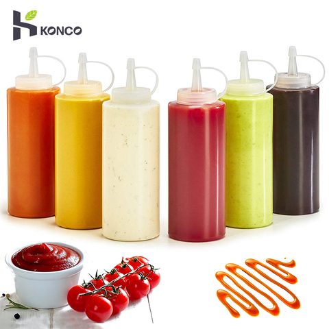Condiment Squeeze Bottles ,For Ketchup Mustard Mayo Hot Sauces Olive Oil Bottles Kitchen Gadget ► Photo 1/6