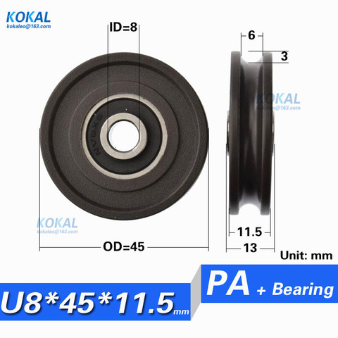 [U0845-11.5] 1pcs Low noise high loading 628RS u Groove sliding door roller wheel 8*45*11.5mm nonstandard bearing u type pulley ► Photo 1/5