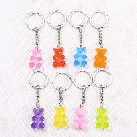 1pc Resin  Keychain  Pendants Flatback Glitter Gummy Bear Charms Colorful  Car Handbag Keyrings ► Photo 1/6