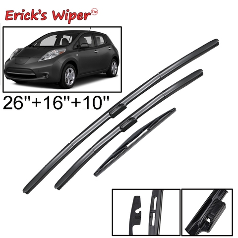 Erick's Wiper LHD Front & Rear Wiper Blades Set Kit For Nissan Leaf MK1 2010 - 2017 Windshield Windscreen Front Window 26