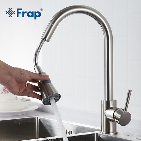 Frap Newly Arrived Pull Out Kitchen Faucet Black Taps torneira cozinha Jet/Soft Flow Water Switch Two Ways Water Outlet Y40081 ► Photo 1/6