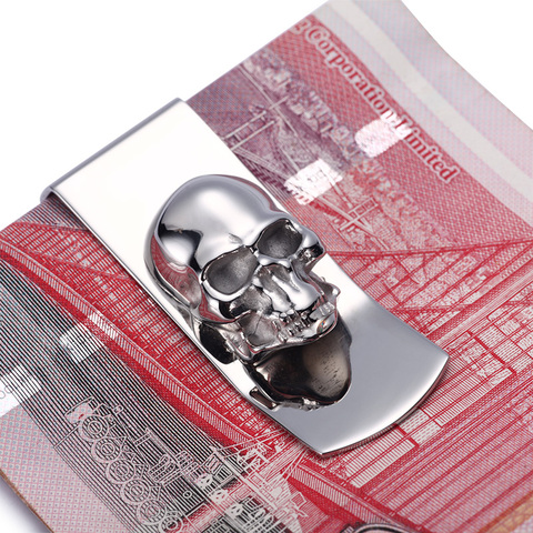 Modern - Brand New 2022 Skull Designs Men Sliver Money Clip Slim Pocket Purse Cash Holder Card Organizer Men Women Wallet ► Photo 1/5