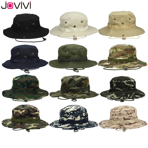 Jovivi 1pc Outdoor Boonie Hat Wide Brim Breathable Safari Fishing Hats UV Protection Foldable Military Hat Climbing Sun Caps ► Photo 1/6