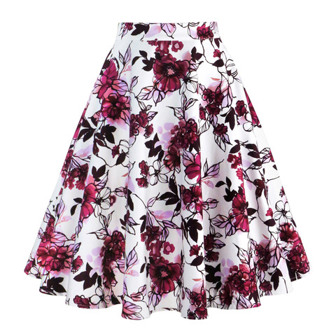 2022 New Arrival Summer A Line Vintage Floral Skirt 50s Pin up Style Rockabilly Swing Skirts Women Retro High Waist Midi Skirt ► Photo 1/6