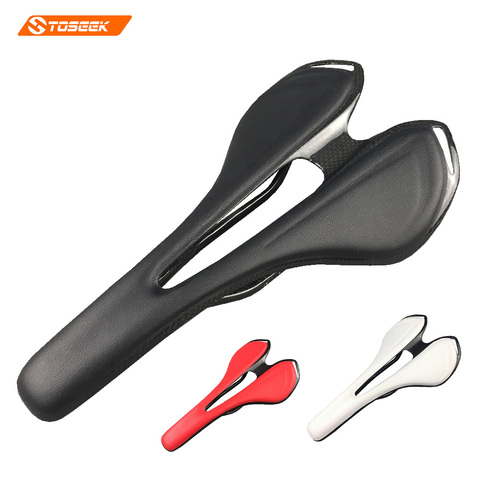 Hot selling!bicycle carbon saddle Super light weight 125g TOUPE leather saddle red/black/white ► Photo 1/6