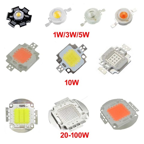 High Power LED Chip 1W 3W 5W 10W 20W 30W 50W 100W COB SMD LED Bead White RGB UV Grow Full Spectrum 1 3 5 10 20 30 50 100 W Watt ► Photo 1/1