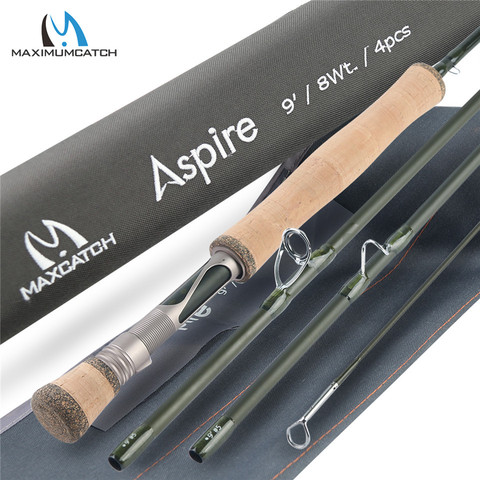 Maximumcatch 5/6/8wt Aspire Fly Fishing Rod 9FT 40T Carbon Fiber Fast Action Fly Rod with Cordura Tube ► Photo 1/6