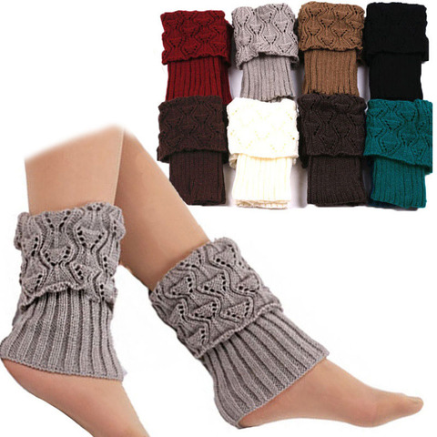 1Pair Women Winter Warm Knit Crochet High Knee Leg Warmers Leggings Boot Socks