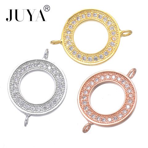 Supplies For Jewelry Copper Zircon Rhinestone Simple Round Circle Connectors For DIY Bracelets Necklaces Earrings Jewelry Making ► Photo 1/6