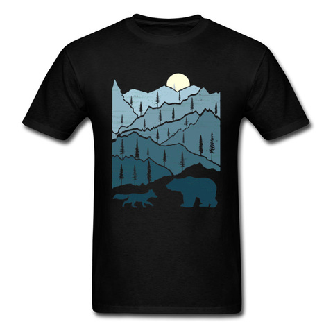 Big Discount Hipster T Shirt Mountain Sunset Geomertic Picture Tshirt Bear Fox Stay Wild Round Neck Tee Shirt Man Drop Shipping ► Photo 1/6