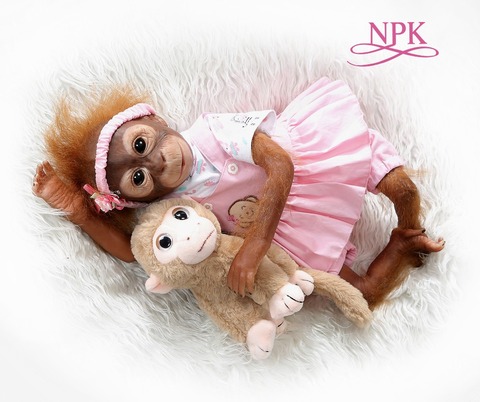 NPK New 52CM  handmade detailed paint  reborn baby Monkey  newborn baby collectible art high quality ► Photo 1/6