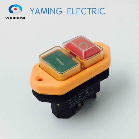 Electromagnetic switch 5 Pin 12A 230V On Off push button switch red green Button magnetic switch YCZ3-A ► Photo 1/4