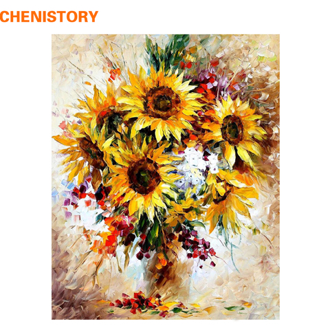 CHENISTORY Picture Sunflower Colorful DIY Painting By Numbers Kits Acrylic Picture Modern Wall Art Hand Painted For Home Decor ► Photo 1/6