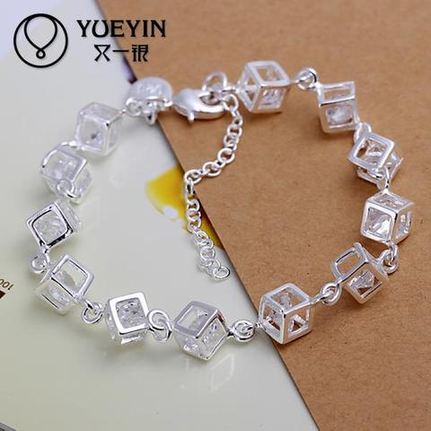 Silver plated bracelet for women men Lovers Unisex silver Jewelry hand chain ornaments High quality ► Photo 1/4