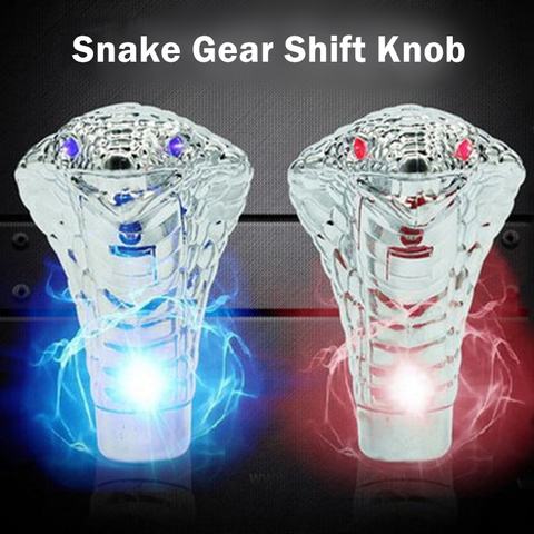 Universal Manual Gear Stick Shift Shifter Snake Cobra Car Styling Blue /Red LED Light Eyes Interior Accessory Gear Shift Knob ► Photo 1/1