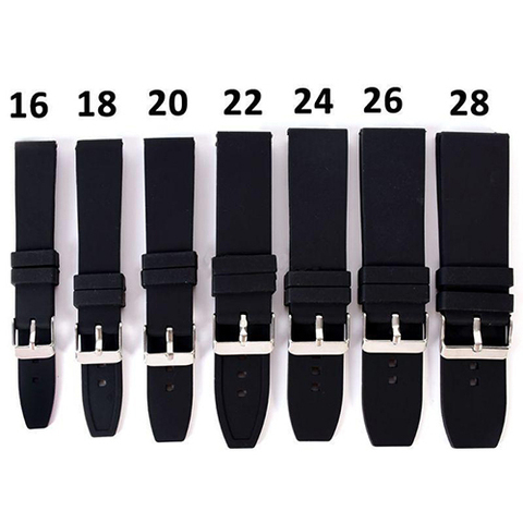 16mm - 28mm Waterproof Solid Soft Silicone Buckle Black Watch Strap Band Replacement Watchband Belt  Watch Accessories 18mm 20mm ► Photo 1/6