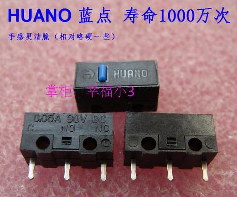 10pcs/lot 100% original HUANO mouse button mouse micro switch life 10 million silver contacts feel more crisp blue dot ► Photo 1/1