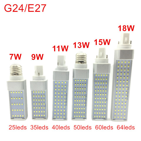 G24/E27 LED Bulbs 7W 9W 11W 13W 15W 18W LED Corn Bulb Lamp Light SMD 2835 Spotlight 180 Degree AC85-265V Horizontal Plug Light ► Photo 1/6