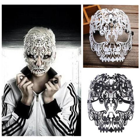 1/2pcs Skeleton Face Mask With Diamond For Women And Men Cool Costume Prom Party Sexy Full Face Hollow Out Masquerade Skull Mask ► Photo 1/6