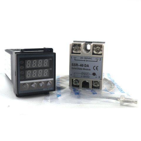 Dual PID Thermostat Regulator SSR Output Digital PID Temperature Controller REX-C100 0-400C Thermocouple K SSR 40A SSR-40A ► Photo 1/6