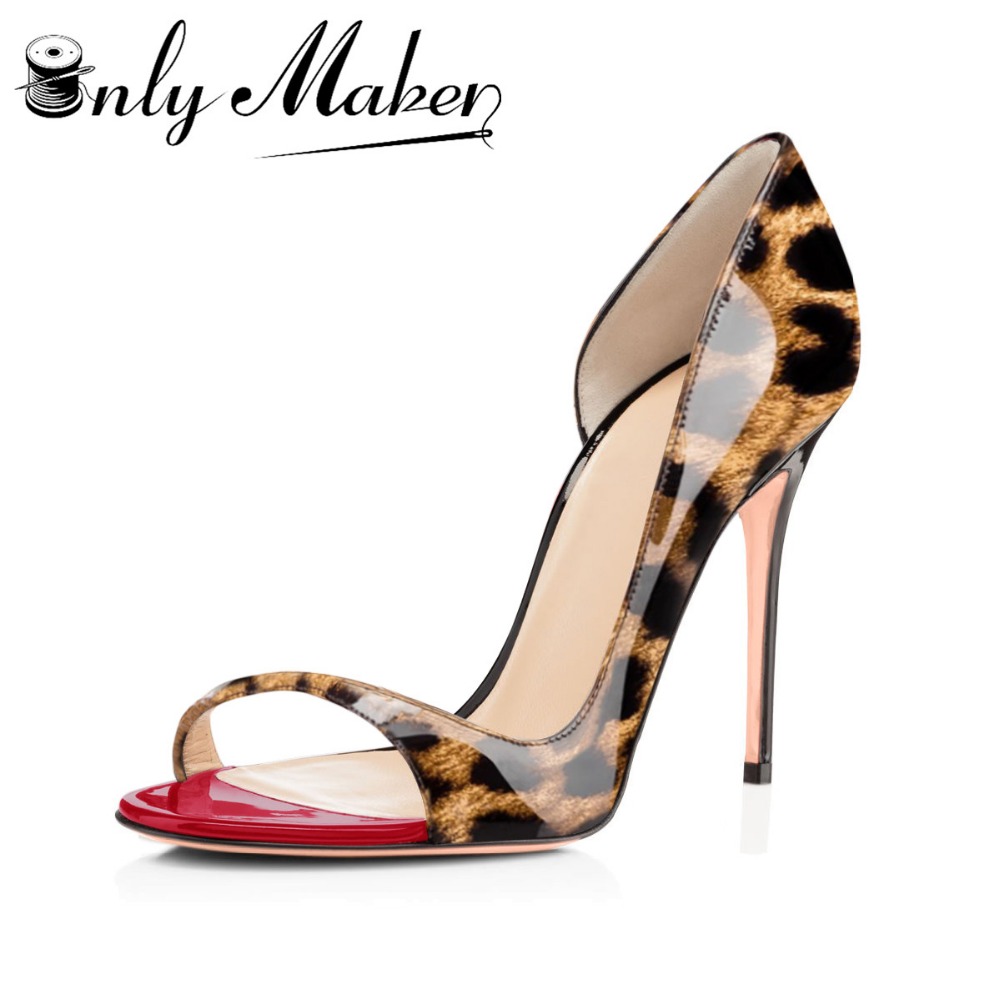Onlymaker Women's Slingback Pumps Pointed Toe Ankle Strap Animal Print High Heel