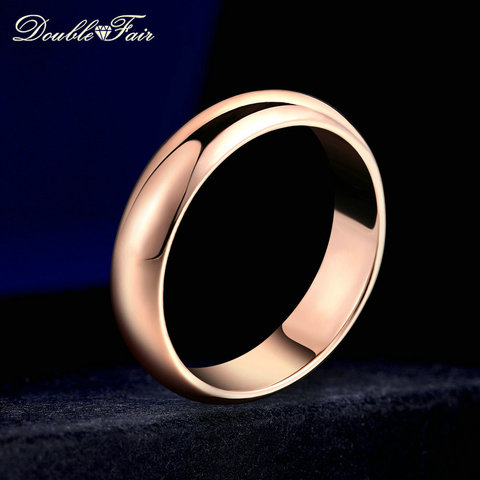 Double Fair Simple Design Couple Round Rings Rose Gold/Silver Color Fashion Wedding Jewelry For Men&Women Lover HotSale DFR049 ► Photo 1/6