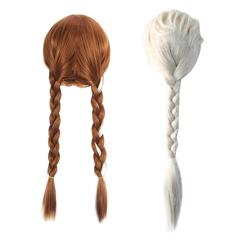 Anna Elsa Wig for Girls Cartoon Dress up Party Accessories Children Rayon Braid Headwear Kids Holloween Supply Princess Hair Wig ► Photo 1/6