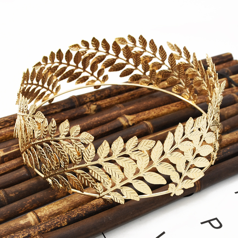 Baroque Gold color Leaf Hairband Headpiece Crown Tiara Headdress Roman Goddess Greek jewelry Bridal Wedding Hair Accessories ► Photo 1/6