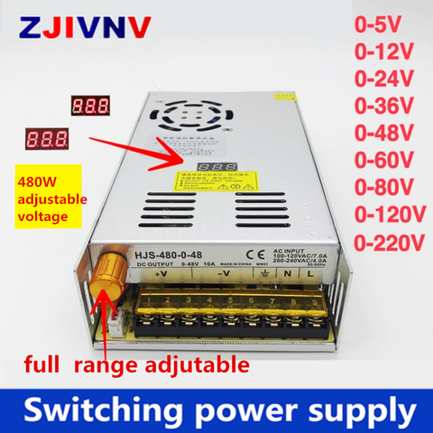 480W digital display switching power supply Adjustable voltage 0-5V 12V 24V 36V 48V 60v 80V 120v 220v, 24v 20A, 48V 10a ► Photo 1/5