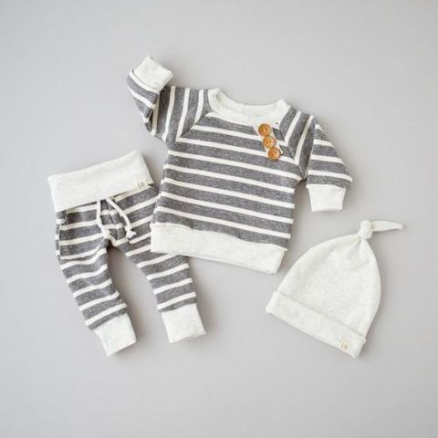 3Pcs Newborn Baby  Girl Long Sleeve Top T Shirt+Pants+Hat Striped Outfits Clothes ► Photo 1/6