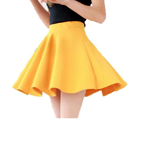 YRRETY 2022 Fashion Hot Sexy Women Skirts Pleated Candy Colors High Waist Plain Skater Flared Casual Party Cotton Mini Skirt ► Photo 1/6
