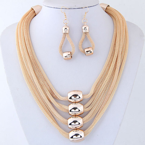 LZHLQ Women Metal Choker Necklaces Trendy Multilayer Twist Torques String Geometric Clavicle Chain Punk Jewelry Statement ► Photo 1/6