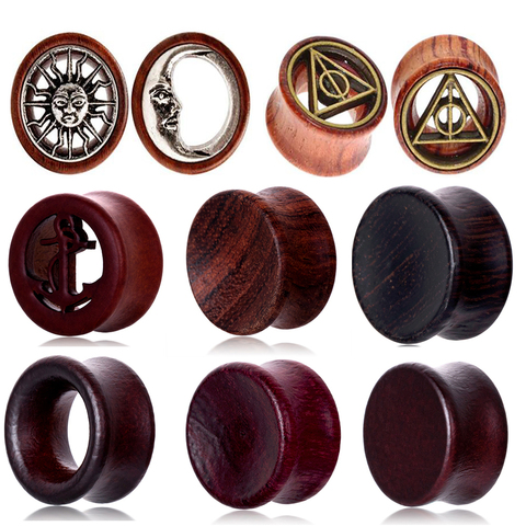 JUNLOWPY Vintage Natural Brown Wood Organic Ear Tunnel Plugs Stretcher Gauges for Men and Women Piercing Body Plugs Tunnels Kits ► Photo 1/1