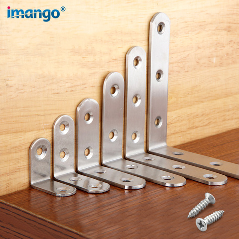 Corner Brace Stainless Steel Brackets 90 Angle Joint Fastener Shelf Support for Furniture Cabinet Screens Wall,with Screws 1 PCS ► Photo 1/6